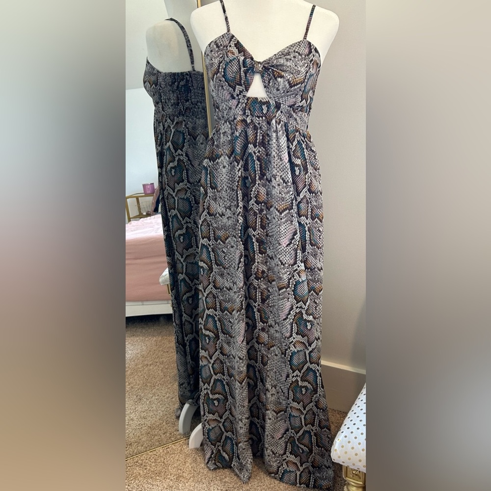 NWOT Buddy Love Snake Print Keyhole Maxi Dress Size XSmall